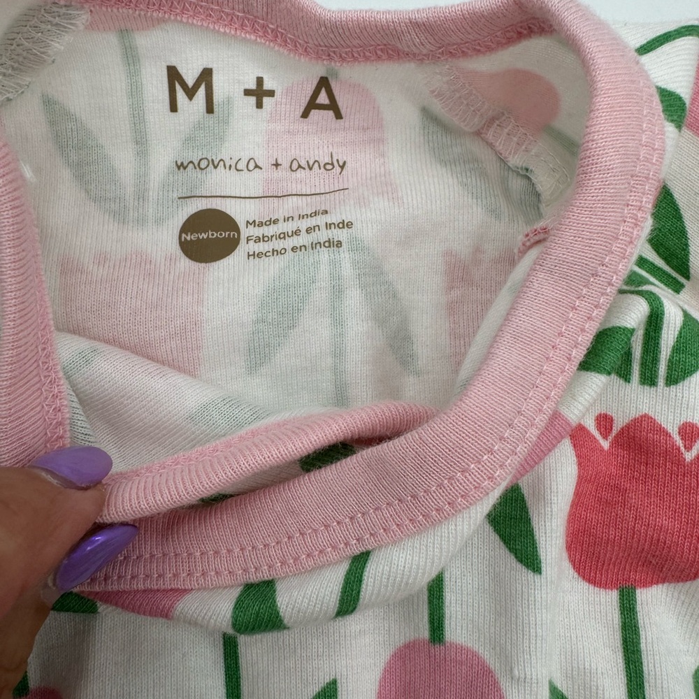 M+A MONICA + ANDY ORGANIC PINK TULIP KIMONO FOOTIE OUTFIT 🌸SZ NB🌸 - Picture 13 of 13